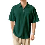GENIUS STORE Erkek Oversize Polo Yaka Waffle T-Shirt FERMUARLI (NEFTİ, M)