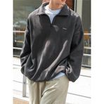 Genıus Store Erkek Polar Oversize Sweatshirt Polar Sweatshirt Füme