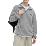 GENIUS STORE Erkek Polar Oversize Sweatshirt Polar Sweatshirt OVERSIZE-POLAR (GRİ, XL)