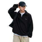 GENIUS STORE Erkek Polar Oversize Sweatshirt Polar Sweatshirt OVERSIZE-POLAR (SİYAH, XL)