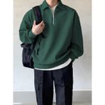 GENIUS STORE Erkek Polo Yaka Oversize Sweatshirt Yarım Fermuar Sweatshirt OVERSIZE-SWEATSHIRT (KAHVERENGİ, S)
