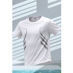 GENIUS STORE Erkek Spor Tişört Antreman Gym Polyester Erkek Sporcu T-shirt ŞERİTLİ-TİŞÖRT
