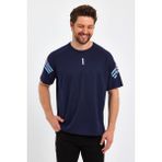 Genıus Store Erkek Spor Tişört Baskılı Fitness, Antrenman Fit - 2XL - Lacivert