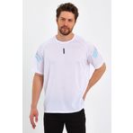 Genius Store Erkek Spor Tişört Baskılı Fitness, Antrenman Fit T-Shirt Beyaz L