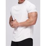 Genius Store Erkek Spor Tişört Running Sports Gym Reglan Oval Kesim Penye T-Shirt Ovalt-Shirt - Beyaz
