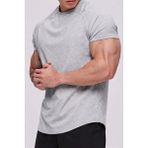 Genius Store Erkek Spor Tişört Running Sports Gym Reglan Oval Kesim Penye T-Shirt Ovalt-Shirt - Gri Melanj
