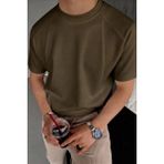 Genius Store erkek Tişört Basic Bisiklet Yaka Tişört Rahat Kesim Dökümlü Günlük Spor Tshirt GARNİ-5050 - XL - Haki