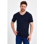 Genius Store Erkek V Yaka Basic Koyu Lacivert Tişört Koyu Lacivert M