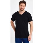 Genius Store Erkek V Yaka Basic Siyah Tişört Siyah M