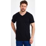 Genius Store Erkek V Yaka Basic Siyah Tişört Siyah S
