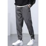 Genius Store Genıus Store Erkek Eşofman Içi Polarlı Bağcıklı Bel Jogger Spor Eşofman Altı SPOR-ESF001 - Füme - XL