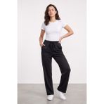 Genius Store Kadın Pantolon Beli Lastikli Cepli Rahat Kalıp Kadın Spor Pantolon KADIN-POLİVİSKON - M - Siyah