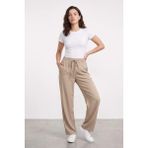 Genius Store Kadın Pantolon Beli Lastikli Cepli Rahat Kalıp Kadın Spor Pantolon KADIN-POLİVİSKON - Taş