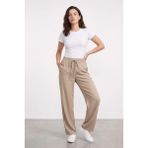 Genius Store Kadın Pantolon Beli Lastikli Cepli Rahat Kalıp Kadın Spor Pantolon KADIN-POLİVİSKON - XL - Taş