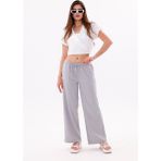 Genius Store Kadın Pantolon Geniş Paça Pamuklu Viskon Cepli Pantolon Beli Lastikli Genişpaça-Pantolon - Gri - XS