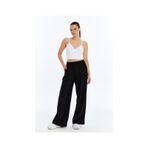 Genius Store Kadın Pantolon Keten Karışımlı Beli Lastikli Kırışmaz Kumaş Pantolon Keten-pantolon siyah