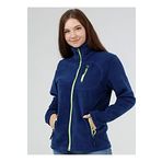 Genius Store Kadın Polar Tam Fermuarlı Outdoor 3 Cepli Spor Polar Ceket İndigo Xl