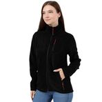 Genıus Store Kadın Polar Tam Fermuarlı Outdoor 3 Cepli Spor Polar Ceket (SİYAH/XXL)
