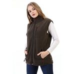 Genıus Store Kadın Polar Yelek Tam Fermuarlı Outdoor Spor Yelek 3Cepli (HAKİ / XL)