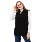 Genıus Store Kadın Polar Yelek Tam Fermuarlı Outdoor Spor Yelek 3Cepli (SİYAH / XXL)
