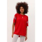 Genıus Store Kadın Spor Tişört Baskılı Fitness, Antrenman Fit - Kırmızı