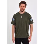 Genius Store Store Erkek Spor Tişört Baskılı Fitness, Antrenman Fit T-Shirt - 2XL - Haki