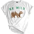 Genius Store Unısex Baskılı Outdoor Tshirt Normal Kalıp Tişört Be Wıld Ayı Beyaz 2Xl