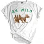 Genius Store Unisex Baskılı Tişört Outdoor Normal Kalıp Tshirt (Be Wıld Ayı) - 2XL - 01-Beyaz