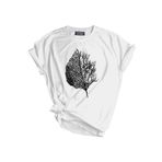 Genıus Store Unisex Baskılı Tişört Outdoor Normal Kalıp Tshirt (BEYAZ YAPRAK, S)