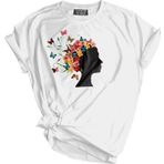 Genıus Store Unisex Baskılı Tişört Outdoor Normal Kalıp Tshirt (KADIN ÇİÇEK BEYAZ, L)