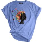 Genıus Store Unisex Baskılı Tişört Outdoor Normal Kalıp Tshirt (KADIN ÇİÇEK MAVİ, L)