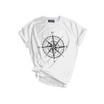 Genıus Store Unisex Baskılı Tişört Outdoor Normal Kalıp Tshirt (PUSULA BEYAZ, S)