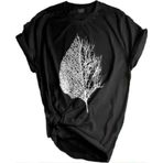 Genıus Store Unisex Baskılı Tişört Outdoor Normal Kalıp Tshirt (YAPRAK SİYAH/S)