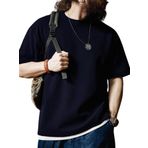 Genius Store Waffle Oversize Bisiklet Yaka Kısa Kol Lacivert Erkek T-shirt