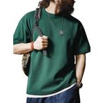 Genius Store Waffle Oversize Bisiklet Yaka Kısa Kol Nefti Erkek T-shirt