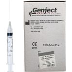 Genject - 2.5 ml 40MM Kısa Luer Lock Dental Enjektör - 250 Adet - Beyaz - Standart
