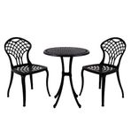 Gennhaus Alüminyum Döküm Masa Sandalye Takımı Bahçe Veranda Balkon Oturma Grubu 3 Parça 2 Koltuk Kolçaklı Sandalye 1 Set Dış Mekan Outdoor Mat Siyah Teras BUD