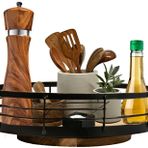 Gennua Kitchen Yemek Masası için Küçük Tembel Susan - 25,4 cm Akasya Ağacı Döner Döner Tabla Düzenleyici - Tezgah, Kiler ve Dolap için İdeal - Ahşap Baharatlar ve Çeşniler Depolama - Mükemmel Düğün ve Yeni Eve