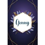Genny: Taccuino personalizzato con il nome Genny | Regalo di compleanno per moglie, mamma, sorella, figlia ... | Foglie blu | 110 pagine a righe, Piccolo formato 6x9 pollici (15,24 x 22,86 cm)
