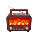 Genos Şömine Görünümlü Nostaljik Radyo Bluetooth USB FM Radyo