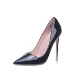 GENSHUO Stiletto Stiletto yüksek topuklu, 12 cm/4,72 inç kadın topuklu ayakkabı, sivri uçlu, parti, yüksek topuklu, seksi basic ayakkabı, kadın, kapalı gece ayakkabısı, cila/süet, Siyah, 42 EU