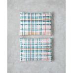 Geo Plaid Pamuklu 2'li Yastık Kılıfı 50X70 cm Yeşil-Pembe - 50 x 70 cm - 001-Renkli