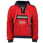 Geographical Norway Gymclass Sherco Men - Kapüşonlu Sweatshirt ve Kanguru Çanta Erkekler için Logo Sweatshirt - Erkekler için - Sweat Shirt Hoody uzun kollu, Kırmızı, XL