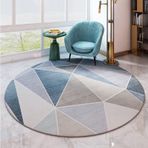 Geometrik Alan Halı Oturma Odası Yatak Odası veya Mutfak için Yuvarlak Halı Mavi/Gri 80 cm 100 cm 120 cm 140 cm 160 cm 180 cm 200 cm (Boyut: Çap 200 cm)