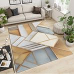 Geometrik Çizgiler Parça Halı Mermer Doku Kaymaz Halı Oturma Odası Dekoru için Nefes Alabilir ve Dayanıklı Makinede Yıkanabilir 170x240 cm