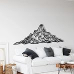 Geometrik Dağ Metal Duvar Sanatı, Modern Soyut Dağ Sırası Dekoru, Siyah, Büyük Oturma Odası Duvar Heykeli 27"x13"/68x33 cm