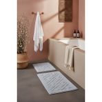 Geometrik Desenli Pamuklu 2’li Banyo & Klozet Paspas Takımı - 291-Gri