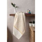 Geometrik Desenli Zemini Renkli Bambu El Havlusu - 50x90 cm - Hardal - 50 x 90 cm