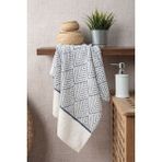 Geometrik Desenli Zemini Renkli Bambu El Havlusu - 50x90 cm - İndigo - 50 x 90 cm