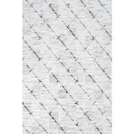 Geometrik Gri Pamuk Dikdörtgen Pamuk Makinada Yıkanabilir Kaymaz Taban Dijital Makine Baskı Salon Halı-I-Crea_Royal-14855K-300x400